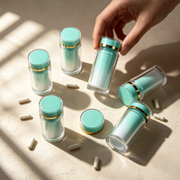 Bouteille en plastique PS à double paroi de 45 ml, 60 ml, 90 ml, conteneur de pilules en acrylique haut de gamme pour les compléments alimentaires, emballage de vitamines