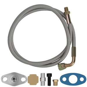 Kit de conduites d'alimentation d'huile de turbocompresseur MaXpeedingrods Factory T3 T4 T60 <span class=keywords><strong>T61</strong></span> T70 1/8 PNT 90 degrés 41 pouces 4AN pour performance turbo - Product Image 3