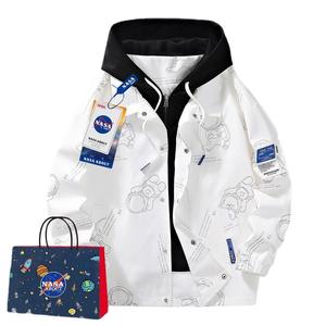 NASA Co-branded Streetwear Men's Autumn Korean Style Trendy Ins Loose Couple Casual Fleece Lined Fake Two-piece Zipper Jacket - Product Image 1