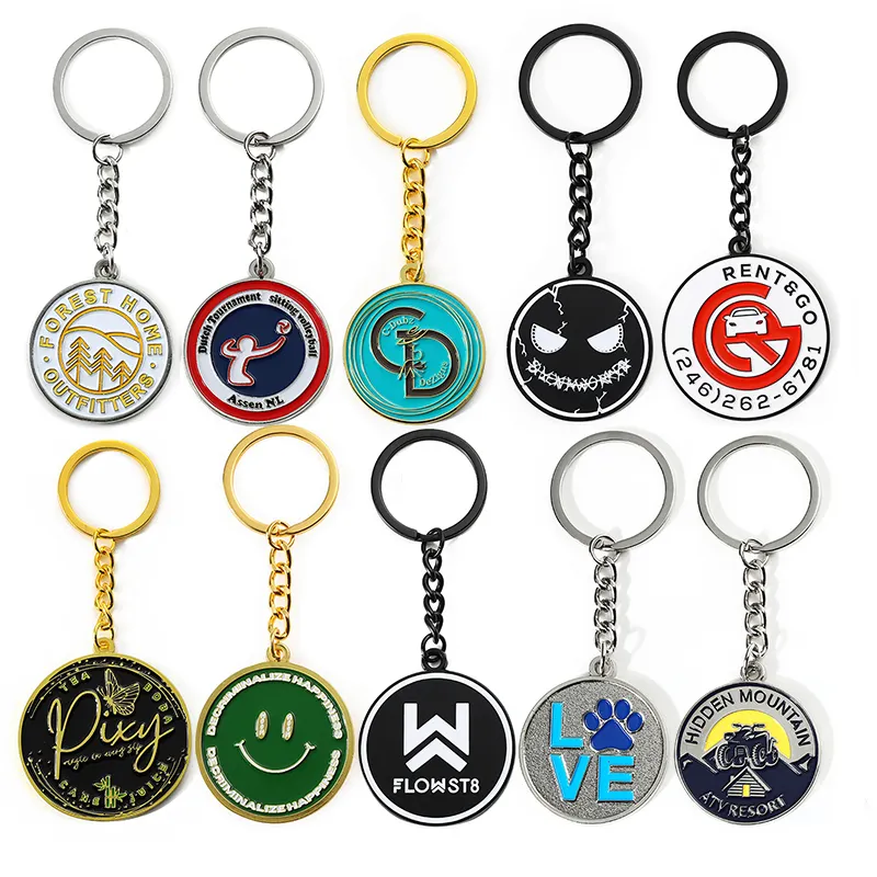 Khuyến Mại Quà Tặng Doanh Nghiệp Móc Chìa Khóa Làm Cho Riêng Bạn Kẽm Hợp Kim Sắt Kim Loại Keychain Tùy Chỉnh 2D 3D Vòng Dễ Thương Mềm Men Keychain