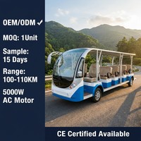 Véhicule électrique de tourisme à toit ouvert grande capacité 20 places, conception personnalisée, navette électrique pour complexe hôtelier