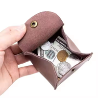 Dompet Koin Mini Pendek Kulit Asli Vintage & Tempat Kunci Anti RFID Unisex