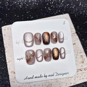 Ongles à presser en acrylique style sombre, faits main, de luxe, tendance, couvrance totale, faux ongles faits main, vente chaude - Product Image 5