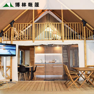 Tente de luxe double couche pour hôtel, camping et B&B, idéale pour sites touristiques et lieux littéraires, avec terrasse, coupe-vent et espace de couchage en mezzanine. - Product Image 3