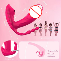 Vibromasseur Culotte Portable Contrôlé par Application avec Succion Clitoridienne, Dildo Vibrant Point G, Perles Anales, Triple Stimulation, Télécommande, Jouet Sexuel Féminin