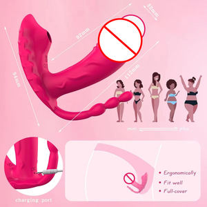 APP Control Wearable Panty Vibrator with Clit Sucking G Spot Vibrating <strong>Dildo</strong> Anal Beads Triple Stimulation Remote Female Sex Toy - Product Image 6