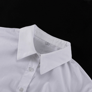 Abito a camicia lunga da donna con bottone a manica lunga in cotone bianco Maxi 2025 estivo da donna - Product Image 6