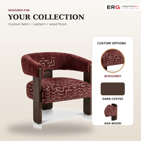 Fauteuil moderne en bois massif chinois avec revêtement en jacquard chenille pour salon, bureau et salle de séjour