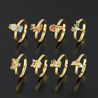 Bagues de luxe ZUOLA en laiton plaqué or de haute qualité, serties de zircone cubique taille baguette et taille princesse, motif dessin animé, bijoux de déclaration, fourniture fabricant