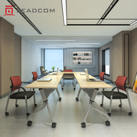 Tables de formation scolaires LEADCOM PALERMO LS-4-8A à plateau rabattable, tables modulaires de bureau commerciales, structure en acier, table de formation pliante pour conférences