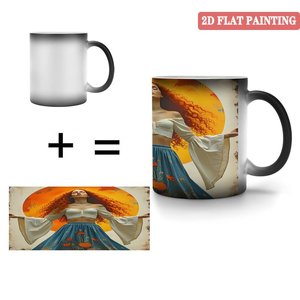 Travel Tour Portable Drinking Mug Frosted Black 11oz <b>Ceramic</b> Heat Color Changing Magic <b>Cup</b> - Product Image 4