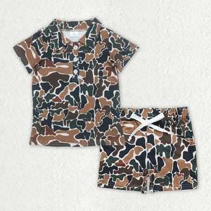 Vêtements d'été pour enfants en gros, ensemble de 2 pièces, polo et short à imprimé camouflage - Product Image 3