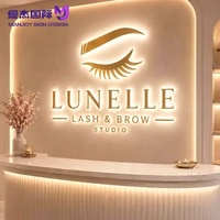 Enseigne lumineuse LED personnalisée avec logo 3D, finition métallique, lettres dorées brillantes, rétroéclairées, pour intérieur/extérieur, pour entreprise, bureau, réception