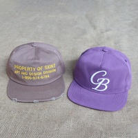 Topi Snapback Unisex Vintage Tanpa Struktur, 5 Panel, Kanvas Katun, Bordir Logo Merek Kustom Grosir Pabrik