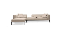 Canapé d'angle moderne quatre places en tissu crème convertible pour salon, chambre et bureau