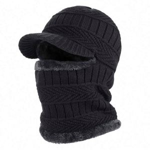 Bonnet d'hiver en laine pour hommes et femmes, cagoule, masque, écharpe, bonnet tricoté - Product Image 1