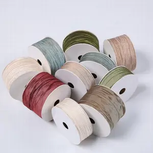 工厂供应高品质定制颜色3英寸固体彩色中国皱纹饰带装饰