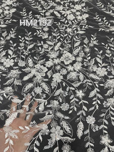 Classic Flower <strong>Pattern</strong> Embroidery Fabrics Beaded and Sequins <strong>Net</strong> Mesh Lace Fabric for Party Gown or Gown - Product Image 3