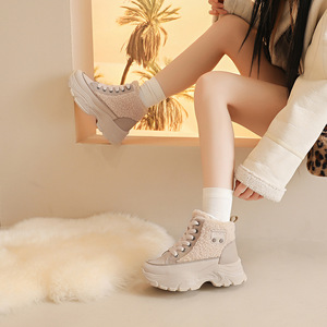 H6581 <span class=keywords><strong>Chaussures</strong></span> décontractées personnalisées à tige haute antidérapantes en peluche, semelle souple, <span class=keywords><strong>chaussures</strong></span> d'hiver chaudes en coton pour femmes, bottes d'hiver pour femmes - Product Image 2