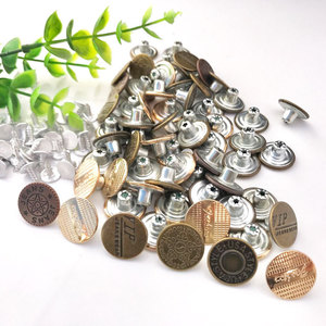 Metal Jeans <b>Button</b> 17mm Round Iron Printed Embossed Logo Classic Style For Denim Clothing - Product Image 1