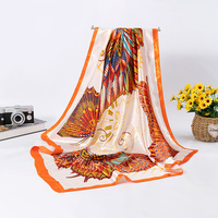 En gros gracieux 90x90 carré personnalisé sergé Satin foulards en soie pour les femmes élégantes