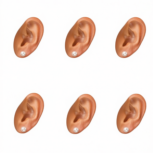 Orecchini a perno con perle finte ovali bianche da 6 mm, gioielli classici da donna per l'uso quotidiano - Product Image 1