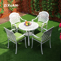Ensemble de meubles de jardin en aluminium moulé, résistant aux intempéries, pour terrasse, patio, barbecue, café, table en métal, ensemble de salle à manger