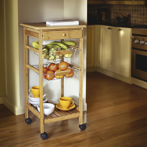 שירות עגלת רולר רב תפקודי המשרתים טרולי מתלה עם מגירת אחסון וסלים לחלל קטן - Product Image 2