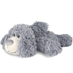 V387 Peluche di Cane Grigio Sorridente di Alta Qualità, Morbido e Abbracciabile con Orecchie Pendenti e Pancia Bianca, Compagno per il Sonno - Product Image 1