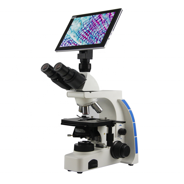 Trinocular LCD Display Touch Screen Biological Microscope 1000X