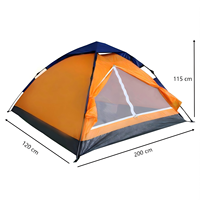 Tente de camping familiale HOSA pour 2 personnes, imperméable, dôme, simple couche, polyester durable, poteaux en fibre de verre, installation facile