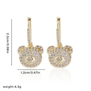 2025 New High Quality Crystal Rhinestone <b>Tassel</b> <b>Fringe</b> Earrings Delicate Trendy Bear Pendants Big Charm Jewelry for Wholesale - Product Image 2