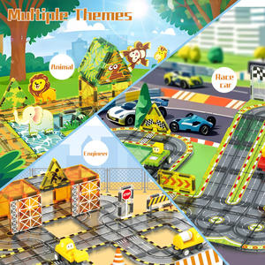 Piste de course électrique sur rail à thèmes multiples Jouets d'assemblage en plastique Puzzle de ville éducatif Blocs de construction pour enfants Cadeaux - Product Image 3