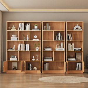 <b>Solid</b> <b>Wood</b> <b>Bookcase</b> Floor Standing Storage Rack Modular Home Office Bookshelf With Back Panel 18mm Partition - Product Image 3