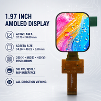 Écran AMOLED carré de 1,97 pouce avec technologie On-Cell Touch, résolution 395x450, interface MIPI/SPI/QSPI, panneau couleur, montage Shenzhen