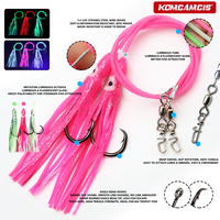 Ensemble de pêche pré-monté OEM Glow Octopus Skirt avec hameçon circulaire 8/0, émerillon rotatif à 360 degrés et fil d'acier pour la pêche au snapper en traîne en haute mer