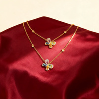 KAAN JEWELRY Romantische Bunte Zirkon-Schmetterling-Anhänger-Halskette, Rhodium-Plattiert, Geschenk, Dezenter Luxus ohne Übertriebenheit, für Partys
