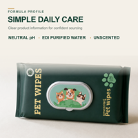 100 lingettes nettoyantes pour animaux de compagnie, formule douce non parfumée, pour chiens et chats, non tissées, 20x20cm, pour pattes, pelage et corps, toilettage quotidien, paquet à dérouler