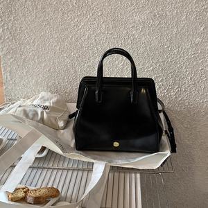 Retro Black Women's <b>Backpack</b> <b>with</b> Grids Winter's New Arrival Lightweight Retro Satchel Zipper Closure Made PU Material - Product Image 4