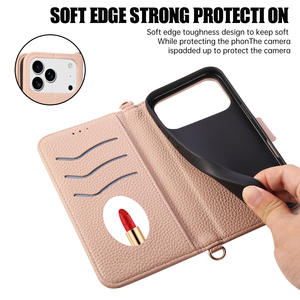 <span class=keywords><strong>Coque</strong></span> de téléphone en cuir à <span class=keywords><strong>rabat</strong></span> commerce extérieur pour Apple 17promax IPhone16 15 13 14 nouvelle poignée de téléphone en matériau PU incluse - Product Image 5