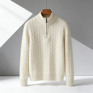 Maglioni da <span class=keywords><strong>Uomo</strong></span> Casual <span class=keywords><strong>Slim</strong></span>-<span class=keywords><strong>Fit</strong></span> di Alta Qualità Personalizzati, 100% Cotone Traspirante, Taglie Grandi, Pullover Invernale con Cerniera, Tinta Unita - Product Image 1