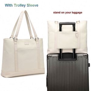 Sac fourre-tout pour ordinateur portable en toile avec logo personnalisé, fabriqué en usine BSCI, pour femmes, avec 4 compartiments pour ordinateur de 4 pouces, pochettes, sac à main - Product Image 4