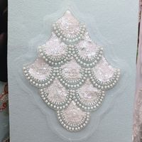 Applique en dentelle queue de sirène à paillettes dégradées, patch écailles de poisson perlées scintillantes pour robe de soirée, robe de mariée, DIY