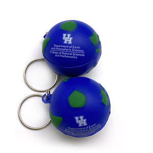 كرة ضغط ترويجية مخصصة على شكل الكرة الأرضية من البولي يوريثان مع سلسلة مفاتيح لتخفيف التوتر - Product Image 6