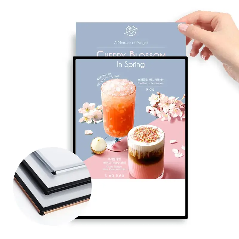 Led Illuminated Pictures Frame Slim Magnetic Advertising Thin Led Light Box Frame