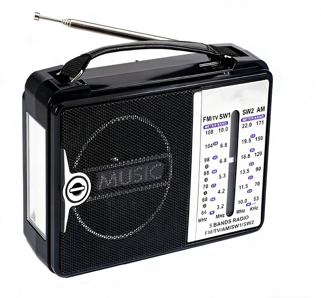 Portable AM/FM/SW/TV 4 Band High Sensitivity Radio DC 5V With a Lithium Battery LED Light With Solar Panels