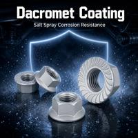 Écrou à bride revêtu Dacromet sans chrome, protection contre la corrosion par pulvérisation saline 1500 heures, fixation pour applications marines