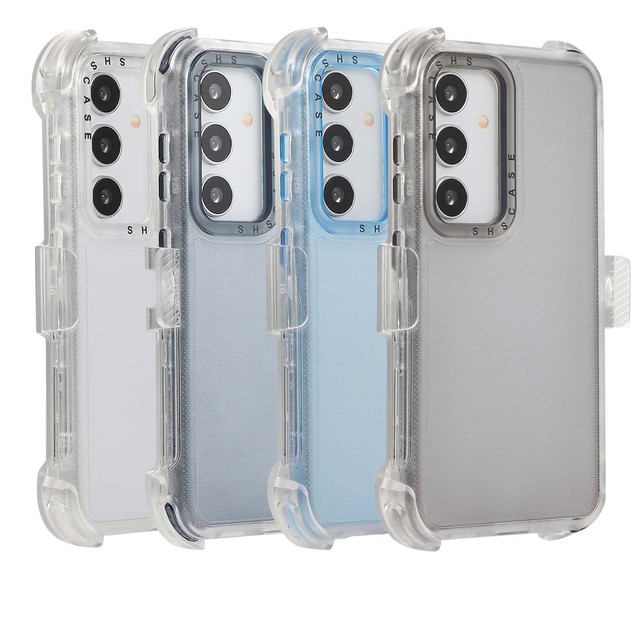 Transparent Heavy Shockproof Waterproof Sports Design Phone Case for for S24 Ultra Frosted PC+TPU with Back Clip