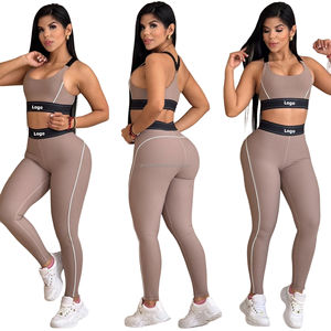 Pakaian Desainer Grosir Musim Panas Atasan Tanpa Lengan 2 Set Celana  Setelan Olahraga Merek Fashion Gym Fitness Yoga Dua Potong untuk Wanita - Product Image 5