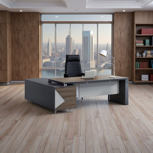 Modern Convertible MFC Small Executive <strong>Corner</strong> <strong>Desk</strong> with Organizer <strong>Compact</strong> Office Furniture - Product Image 1